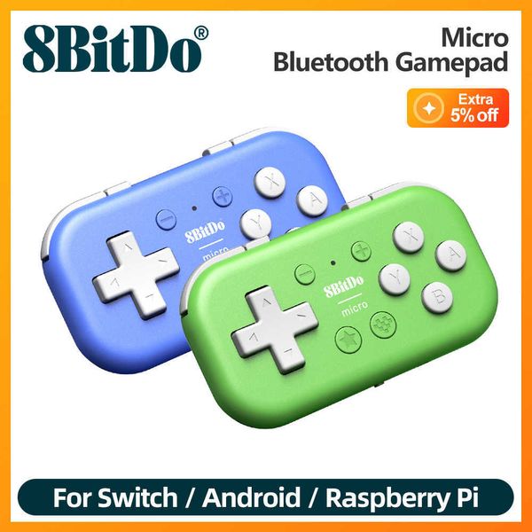 Controladores de juegos Joysticks 8BitDo Micro Bluetooth Controller Mini gamepad de bolsillo para Android y Raspberry Pi Modo de teclado compatible HKD230831