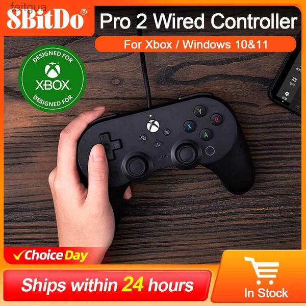 Manettes de jeu Joysticks 8BitDo - Pro 2 Manette filaire pour Xbox Series Series S X Xbox One Windows 10 11 PC Manette de jeu Joysticks Déclencheur Vibration YQ240126