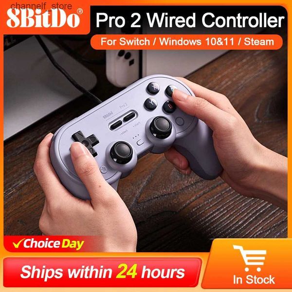 Contrôleurs de jeux joysticks 8bitdo pro 2 Wired GamePad pour Nintendo Switch PC Gamepad Retropiie Raspberry Pi Software Ajustivable Hair Triggersy240322