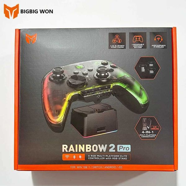 Controladores de juegos Joysticks Bigbig ganó Rainbow2 Pro Elite Juego Controlador BT Wireless Bluetooth Juego de juego Base de carga adecuada Q240407