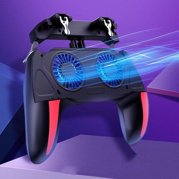 Controladores de juego Joysticks Teléfono celular Gamepad Controlador Doble ventilador 2500/5000mAh Powerbank Game-Controller para PUBG Free Fire Trigger