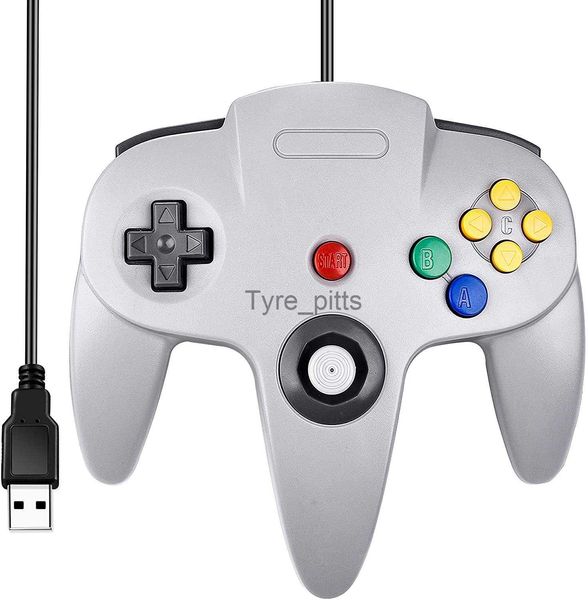 Controladores de juego Joysticks Classic N64 Controlador USB con cable PC Game pad Joystick Joy pad para Windows PC MAC Linux Raspberry Pi 3 Sega Genesis Higan (gris) x0727