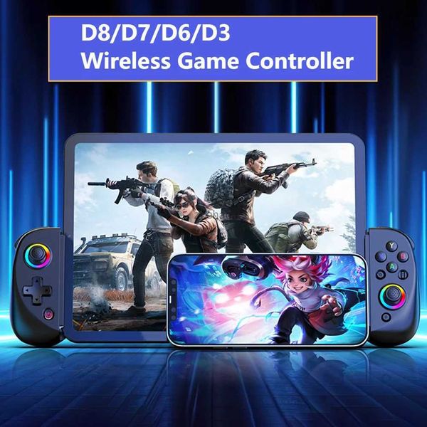 Contrôleurs de jeu Joysticks D8/D7/D6/D3 Bluetooth 5.2, contrôleur de jeu télescopique, manette de jeu avec Turbo/gyroscope 6 axes/Vibration pour Android/Switch/P4/PC