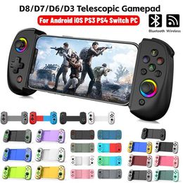 Controladores de juego Joysticks D8/D7/D6/D3 Gamepad inalámbrico BT para Switch Phone Android iOS P3 P4 PC Controlador de juego telescópico Joystick con disparadores Hall