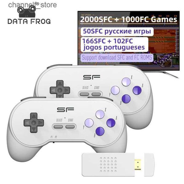 Contrôleurs de jeu Joysticks DATA FROG 16 bits Dendy Retro Console pour SNES Game Stick 4k Console de jeu vidéo sans fil intégré plus de 3000 jeux pour SFC TV GameY240322