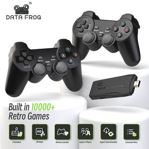 Contrôleurs de jeu joysticks data grenouille TV Console vidéo contrôleur sans fil construit en 10000 jeux 4k Prise en charge rétro compatible pour PS1 GBA FC 230816