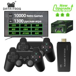 Controladores de juegos Joysticks Data Frog Video Console Built en 10000 juegos de TV retro PS1 GBA Portable 2 4G Wireless Stick 4K Soporte HD Salida 230816