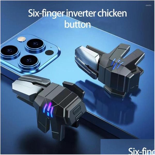 Controladores de juego Joysticks Controladores de juego Teléfono Móvil A2 Disparador de juego Botón de disparo Mango Shooter S Gamepad para Pubg Shooting Ai Dhh9C