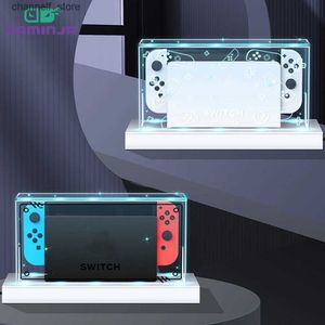 Contrôleurs de jeu Joysticks GAMINJR RGB Base Cache-poussière transparent pour Nintendo Switch Oled Housse de protection Manchon de protection Boîte d'affichage en acrylique ShellY240322