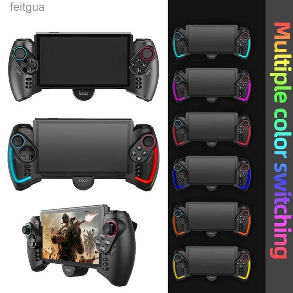 Controladores de juegos Joysticks Controlador de mano Gamepad Luz RGB de seis ejes Turbo Shock Juego Joystick para interruptor/interruptor OLED Consola Juego Mango YQ240126