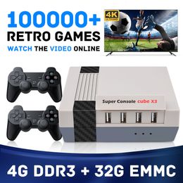 Gamecontrollers Joysticks KinHank 4K HD Retro Video Game Consoles Super Console X CUBE X3 Portable Mini TV Game Box 100000 Games For PS1PSPSNES 5G WIFI 230714