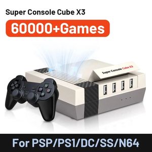 Contrôleurs de jeu Joysticks KINHANK Super Console Cube X3 Console de jeu rétro 60000 Boîte de jeu classique avec 60 émulateurs pour PSP/PS1/DC/MAME/SS Sortie 4K HD 231024