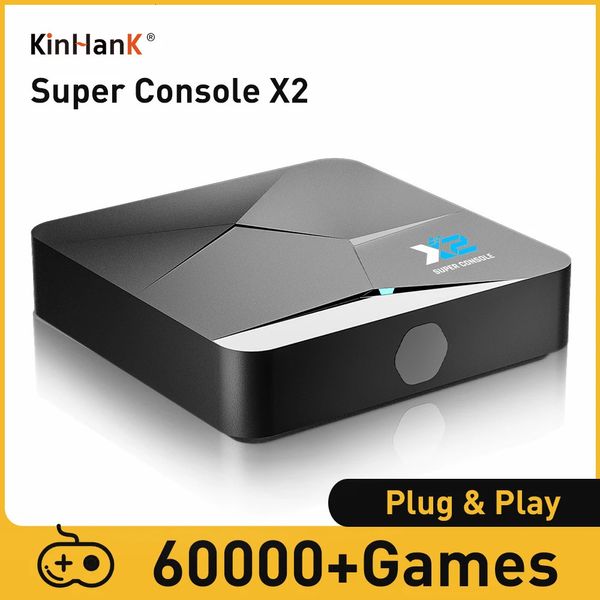 Controladores de juegos Joysticks KINHANK Super Console X2 60000 Juego Consola de juegos retro Soporte NAOMI/SS/PS1/PSP/DC/MAME Kid Gift Smart TV Box con Gamepads 231024