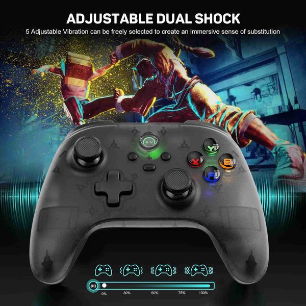 Controladores de juegos Joysticks LinYuvo YC06 Controlador inalámbrico Pro Gamepad inalámbrico Bluetooth con luz Turbo RGB para interruptor YQ240126