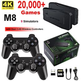 Gamecontrollers Joysticks M8 4k HD Stick Videogameconsole 10000 spellen 9 emulators Dubbele draadloze controller TV Game Stick Retro draagbare gameconsole 231025