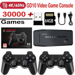 Contrôleurs de jeu Joysticks Console de jeu vidéo M8 64GBuiltin 30000 jeux 24GB contrôleur sans fil à double poignée 4K HD adapté aux clés TV GBA 231120