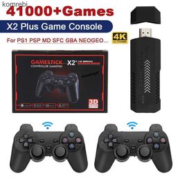 Gamecontrollers Joysticks NIEUW X2 PLUS Video Game Stick 1080P Console 2.4G Dubbele draadloze controller 41000 games 128 GB Retro Games voor PSP PS1 FC Boy Gift 24312 L24312