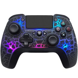 Contrôleurs de jeu Joysticks Contrôleur sans fil Q600 pour manette de jeu à distance sans fil avec un design fissuré unique / 8 couleurs de LED réglables HKD230831