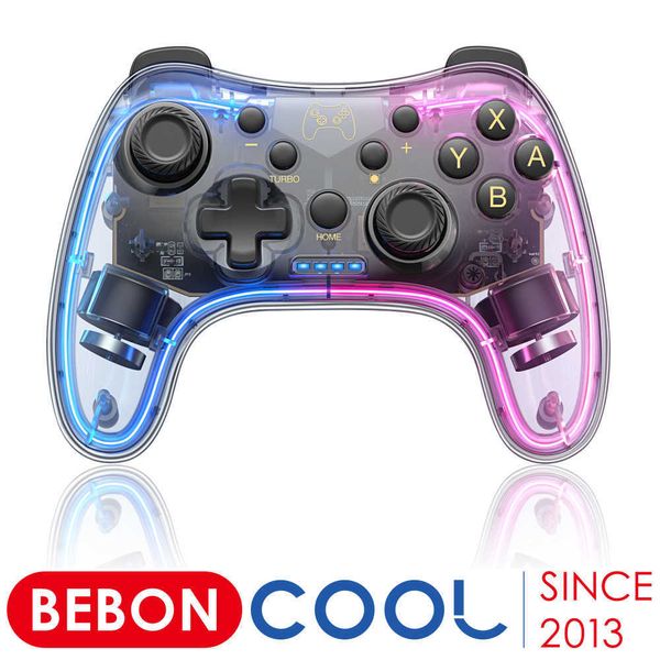 Contrôleurs de jeu Joysticks Manette de jeu sans fil à lumière colorée RVB pour Switch/Lite/OLED avec gyroscope à 6 axes MFI/HID Joystick de jeux pour PC/Android/iPhone HKD230831