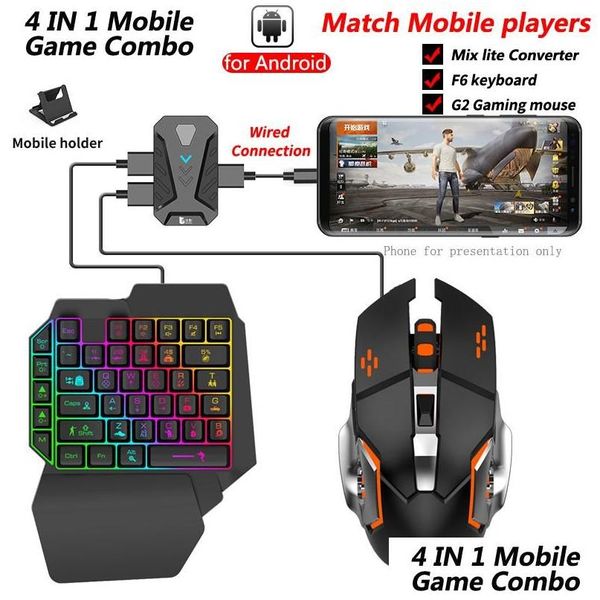 Contrôleurs de jeu Joysticks S Mix Lite Pubg Adaptateur de contrôleur de convertisseur de manette de jeu de téléphone portable pour clavier et souris jouant sur Android Pho Otydk