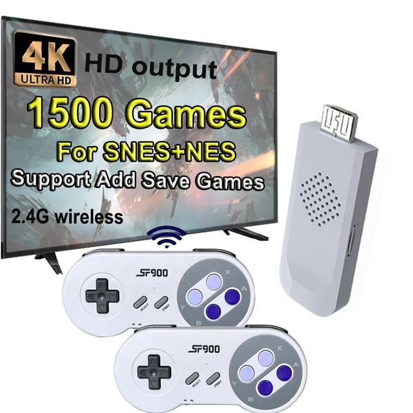 Contrôleurs de jeu Joysticks SF900 Retro Console HD Video Stick avec 1500 s pour SNES Wireless Controller 16 Bit Consolas De Videojuegos NES