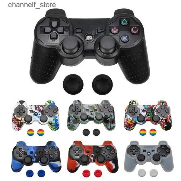 Contrôleurs de jeu Joysticks Couverture en silicone pour contrôleur Skin Decal Case pour Playstation 3 Gamepad Controle Accessoires de jeu avec 2 capuchons de poignée de pouceY240322