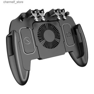 Controladores de juego Joysticks adecuados para PUBG Mobile Joystick Controller L1R1 Trigger Game Board iOS Android Six Finger Element Mobile Game Board Cooling FanY24032