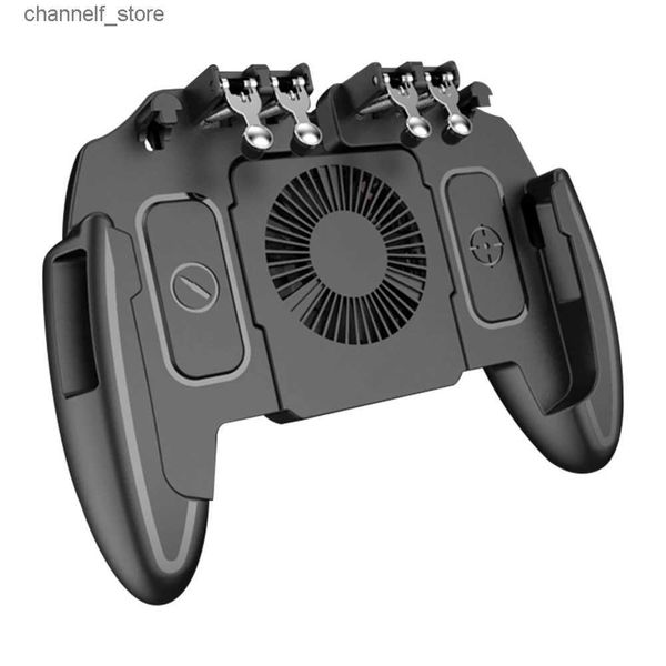 Controladores de juego Joysticks adecuados para PUBG Mobile Joystick Controller L1R1 Trigger Game Board iOS Android Six Finger Element Mobile Game Board Cooling FanY24032