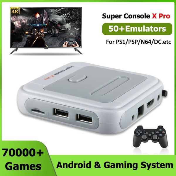Contrôleurs de jeu Joysticks Super Console X Pro Console de jeu vidéo rétro TV Box Boîte de jeu deux en un 50 émulateurs intégrés 70 000 jeux pour PSP/PS1/N64/NDS 231024