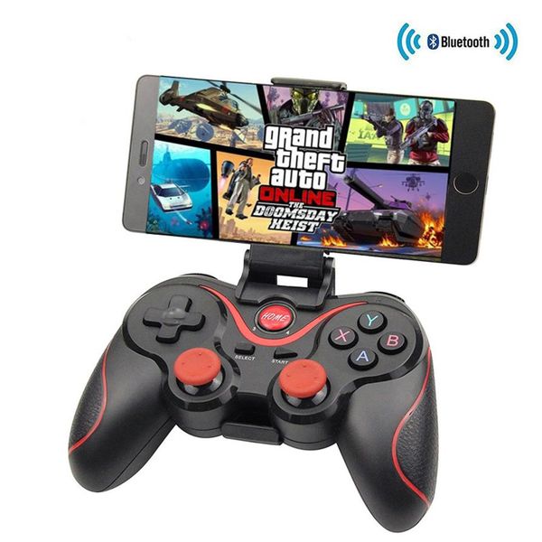 Controladores de juegos Joysticks T3 Gamepad X3 Controles remotos inalámbricos Bluetooth para juegos con soportes para teléfonos inteligentes Tabletas TV TV bo268J