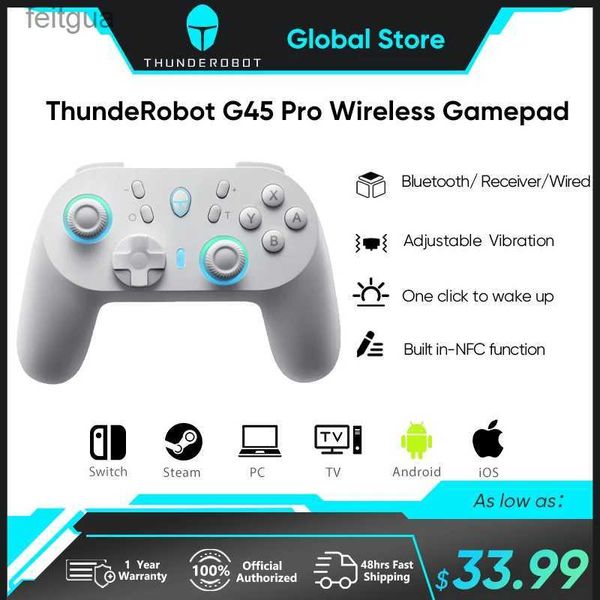 Contrôleurs de jeu Joysticks ThundeRobot G45 Pro contrôleur de jeu sans fil à trois modes effet Hall NFC intégré pour commutateur Windows PC STEAM TV YQ240126