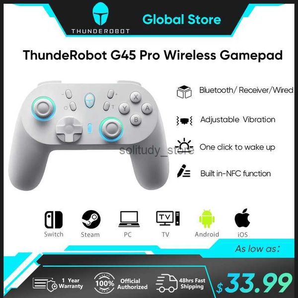 Contrôleurs de jeu joysticks Thunderrobot G45 Pro trois mode Contrôleur de carte de jeu sans fil Effet intégré NFC adapté à Windows PC Steam TV Interrupteur Q240407