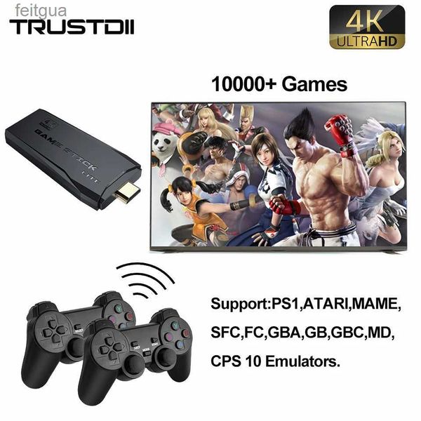 Controladores de juegos Joysticks Trustdii 4K HD 2.4G Consolas de videojuegos inalámbricas 10000 Juegos retro clásicos Stick s1 Pantalla en TV Proyector TV familiar Gamepads YQ240126