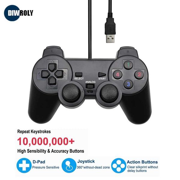 Contrôleurs de jeu Joysticks Contrôleur filaire USB Jeu Joystic Gamepad Vibration Joystick pour Playstation pour WinXP/Win7/Win8/Win10 pour PC ordinateur portable