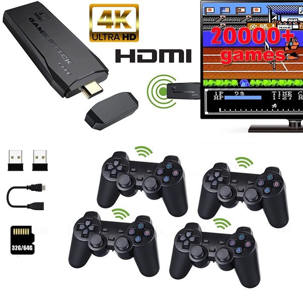 Contrôleurs de jeu Joysticks Console de jeu vidéo pour PS1/FC/GBA/SEGA 20000 jeux rétro 128G TV HD Game Stick 4K Console de jeu portable prise en charge 4 joueurs 231024