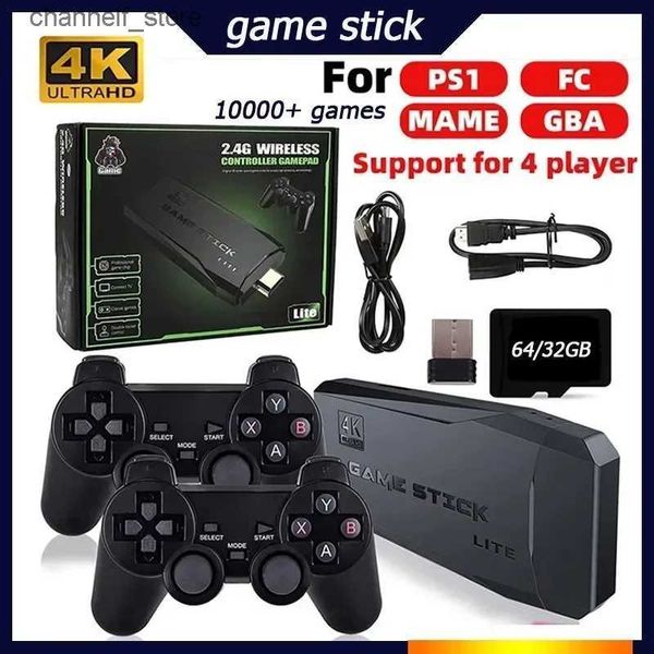 Controladores de juegos Joysticks Videojuego Stick Lite 4K Videojuego M8 Consola 64 GB Controlador inalámbrico doble para 10000 juegos retro Kid XMAS GIFTY240321