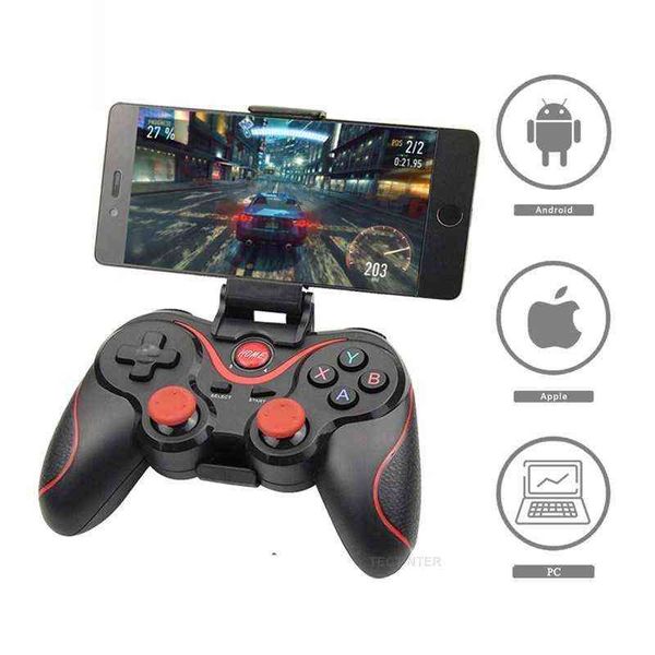 Controladores de juegos Joysticks Wireless 3.0 Controlador de juegos Terios T3 / X3 para PS3 / Android Smartphone Tablet PC con TV Box Holder T3 Soporte remoto Bluetooth T220916