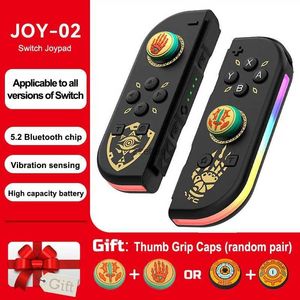 Gamecontrollers Joysticks Draadloze controllers voor Nintendo Switch RGB-gamepadondersteuning 6-assige gyro Wake-up-functie met duimgreepdoppen Joypad Joystick