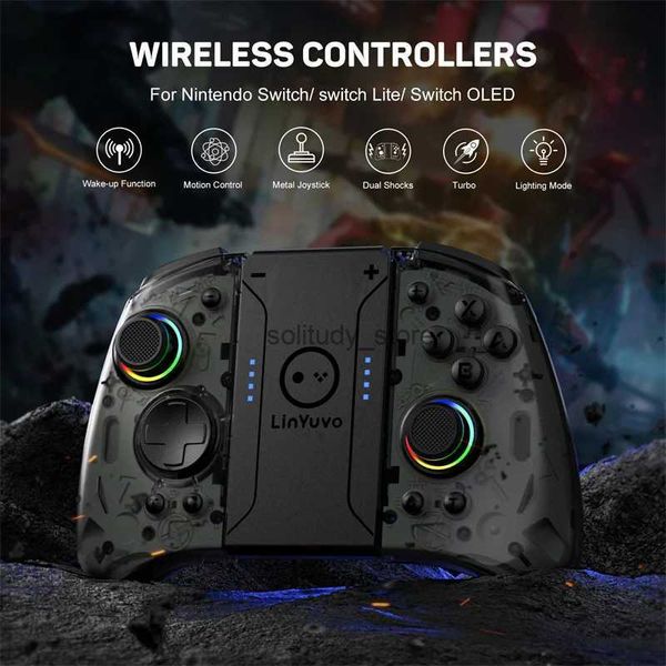 Controladores de juegos Joysticks Joypad inalámbrico para Switch/Lite/LED Joystick 8 Color LED LED Turbo y Macro Programación Q240407