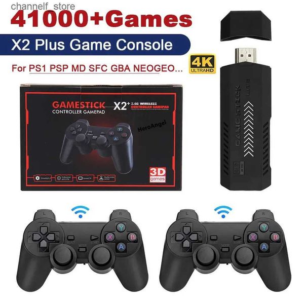 Contrôleurs de jeu Joysticks X2 Plus GD10 Pro 4K bâton de jeu 3D HD rétro Console de jeu vidéo contrôleur sans fil TV 50 émulateur pour PS1/N64/DC 256G 128G 64GY240322