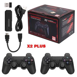 Contrôleurs de jeu Joysticks X2 PLUS Video Stick 1080P Console 24G double contrôleur sans fil 41000 jeux 128GB rétro pour TV Boy Gift 231120