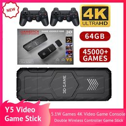 Gamecontrollers Joysticks Y5 Videogameconsole 64G 2.4G Dubbele draadloze controller Game Stick 4K 50000 Games 64GB M8 Retro Games Drop 231025