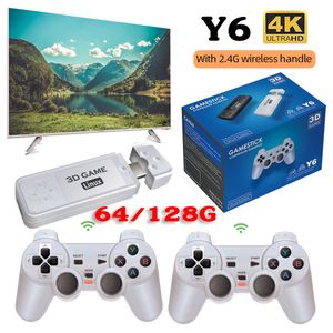 Game Controllers Joysticks Y6 4K Retro Video Console 64128G 10000 HD 24G Wireless Controller Emuelec43 Multiple Languages 3D Stick 230830