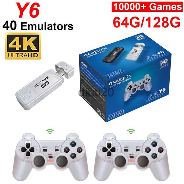 Controladores de juegos Joysticks Y6 Consola de videojuegos Salida 4K HD con controladores inalámbricos duales 2.4G Más de 10000 juegos para /N64/CP1/CP2/CP3/Neogeo/GBX/MAME x0830