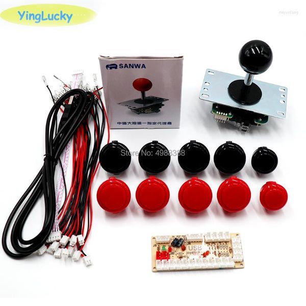 Controladores de juego Sanwa Joystick 8YT OBSF 24MM Arcade DIY Kit USB PC Codificador para Mame Raspberry Pi 3B