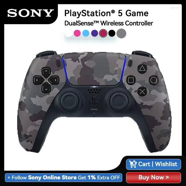 Controladores de juego Sony PS5 DualSense Controlador inalámbrico Camuflaje gris PlayStation 5 Gamepad Bluetooth Control de retroalimentación háptica Dualsenses