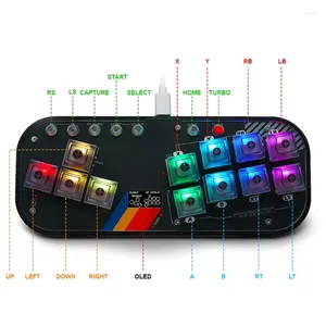 Controladores de juego T8WC Fighting Box Mini Hitbox LED Fight Controller Teclado mecánico