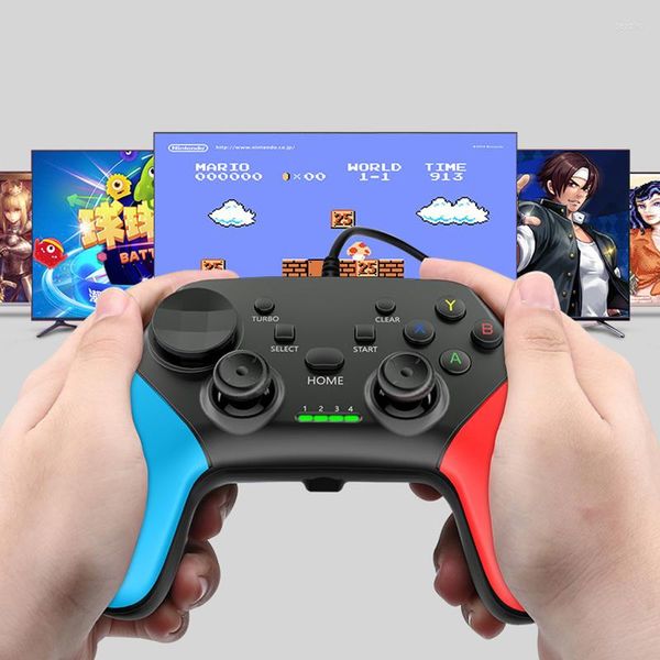 Controladores de juego Controlador con cable USB para PC Windows Linux Desktop Laptop Gamepad Black Joystick 7/8/10