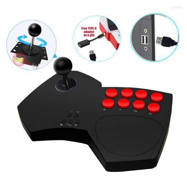 Controladores de juegos Joystick con cable USB Retro Arcade Station Consola de juegos TURBO Rocker Fighting Controller para Android Phone PC TV Gaming