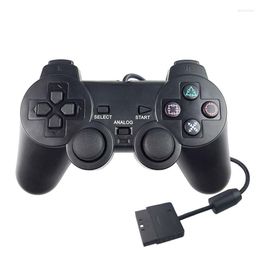 Contrôleurs de jeu Contrôleur filaire Gamepad Double Vibration Clear Joypad Pour 2 PS2 Gamepads Accessoire